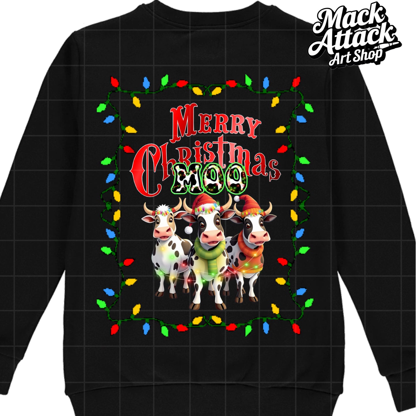 Moo Christmas PNG Bundle of X3 High Definition Vibrant PNGS for Commercial Use.