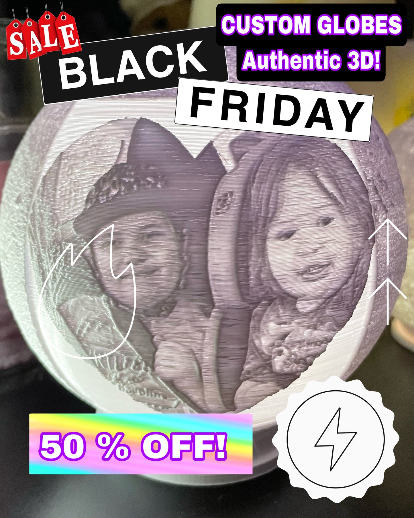 Black Friday Sale 11-20-24 to 12-07-24 Custom Photo Lamp Globes (Litho)